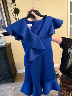 Bonnie Jean Cobalt Blue Ruffle Fit-and-Flare Dress